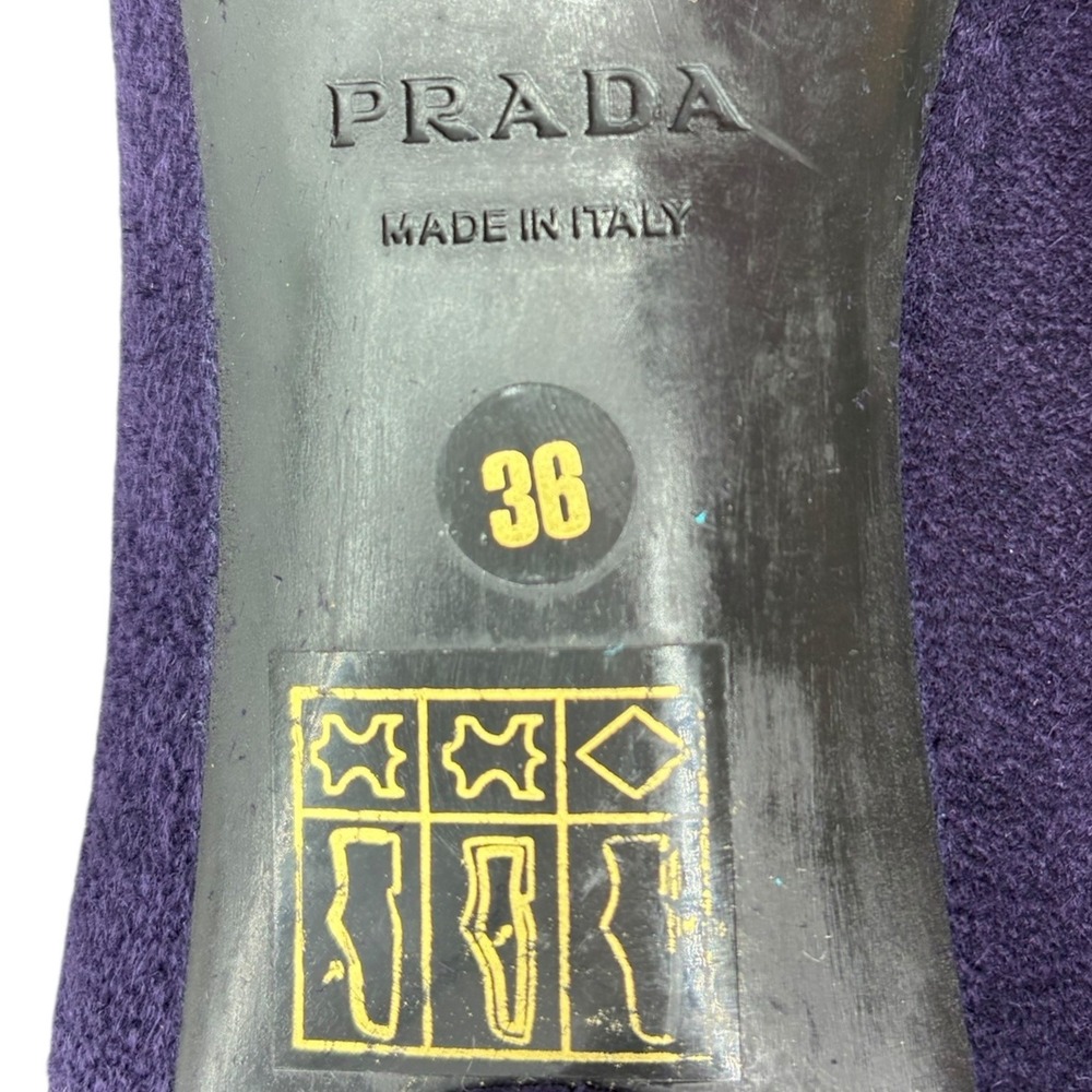 Prada Dark Purple Suede Low Heel‎ Pumps Round Toe Size 36 Made in Italy - Picture 7 of 7